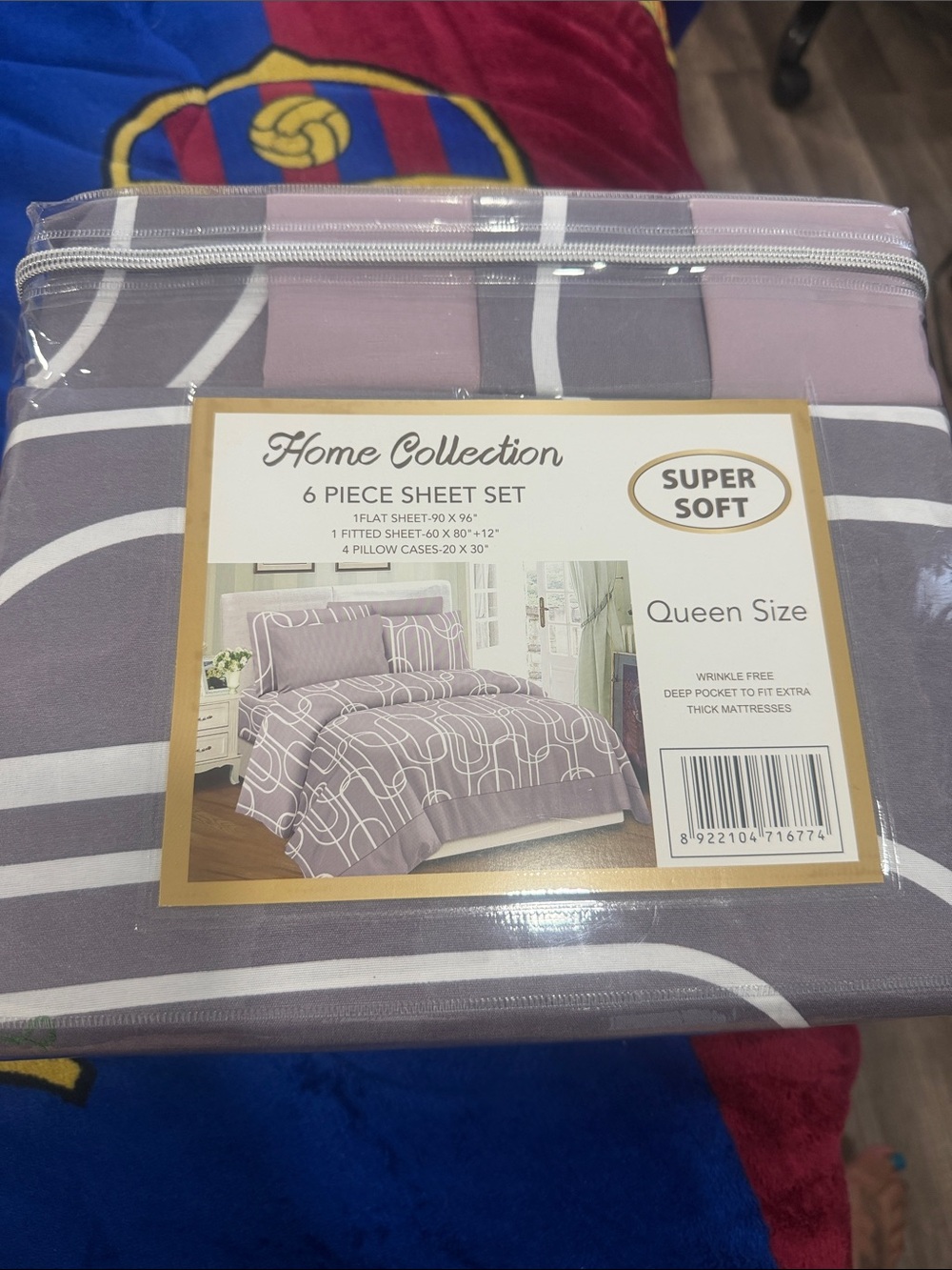 Home Collection Super Soft Queen 6-Piece Sheet Set - Purple & White